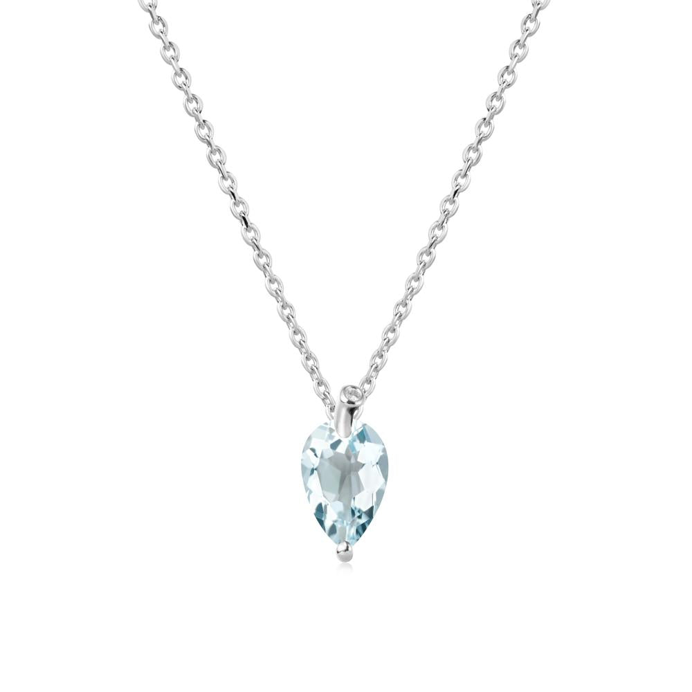 Teardrop Aquamarine Leaf Necklace - LUO Jewelry #metal_14k white gold