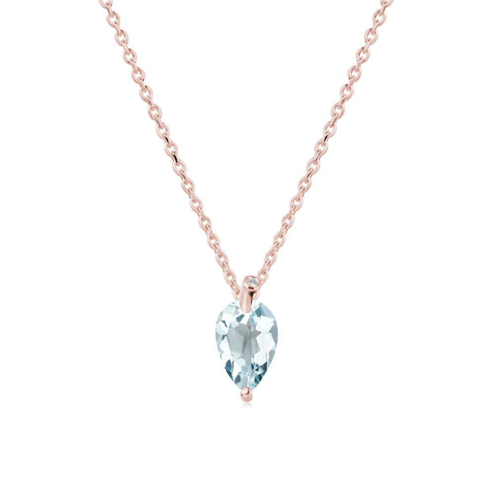 Teardrop Aquamarine Leaf Necklace - LUO Jewelry #metal_18k rose gold