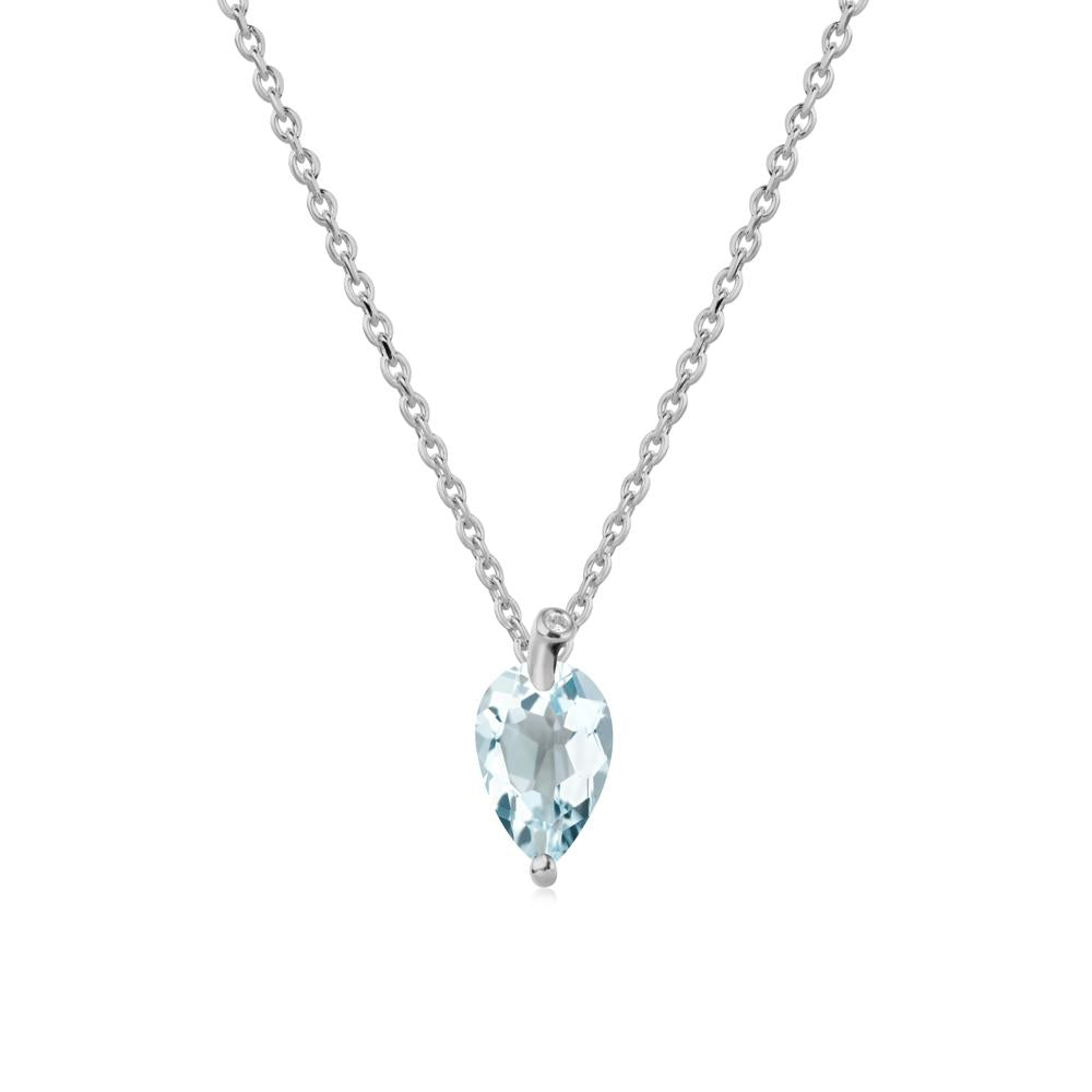 Teardrop Aquamarine Leaf Necklace - LUO Jewelry #metal_platinum