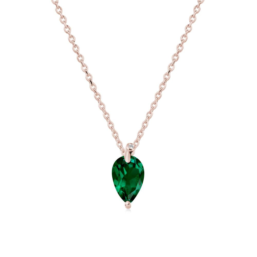 Pearl Shaped Emerald Leaf Necklace - LUO Jewelry #metal_14k rose gold