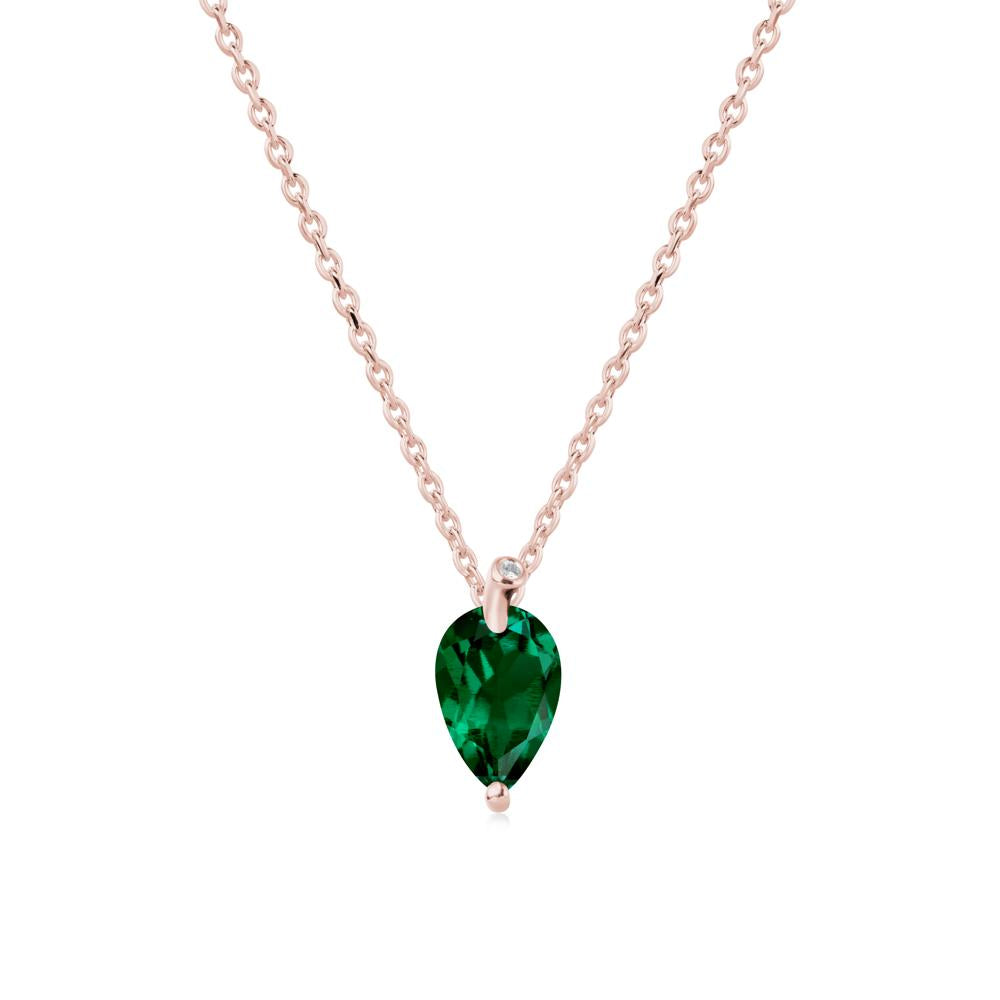 Pearl Shaped Emerald Leaf Necklace - LUO Jewelry #metal_18k rose gold