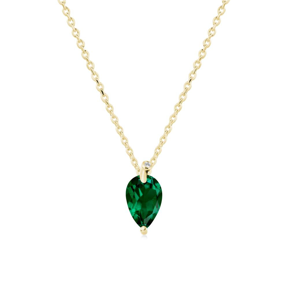 Pearl Shaped Emerald Leaf Necklace - LUO Jewelry #metal_18k yellow gold