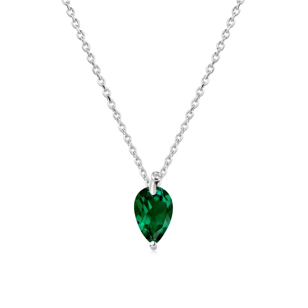 Pearl Shaped Emerald Leaf Necklace - LUO Jewelry #metal_sterling silver