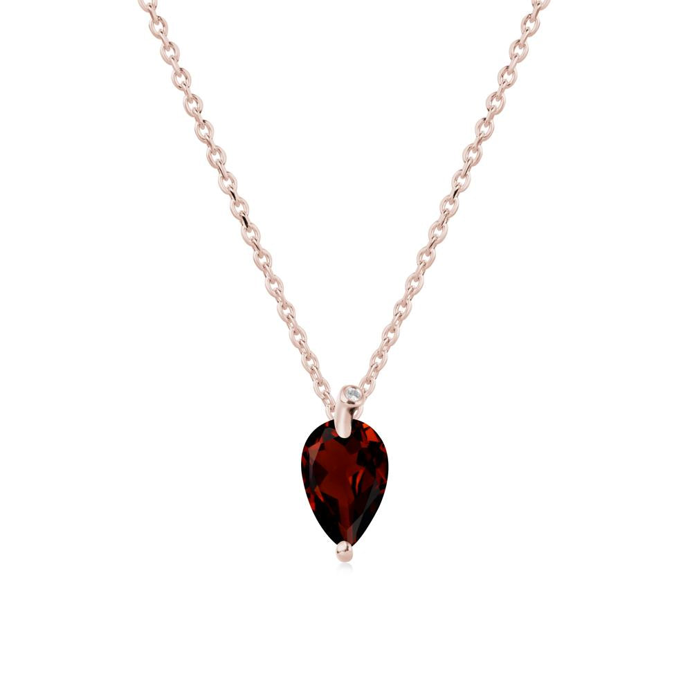 Teardrop Garnet Leaf Necklace - LUO Jewelry #metal_14k rose gold