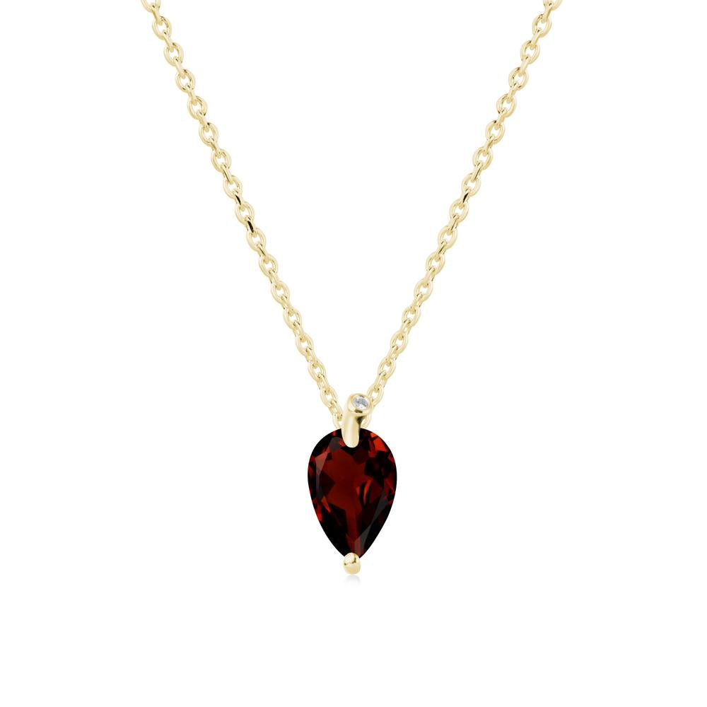 Teardrop Garnet Leaf Necklace - LUO Jewelry #metal_18k yellow gold