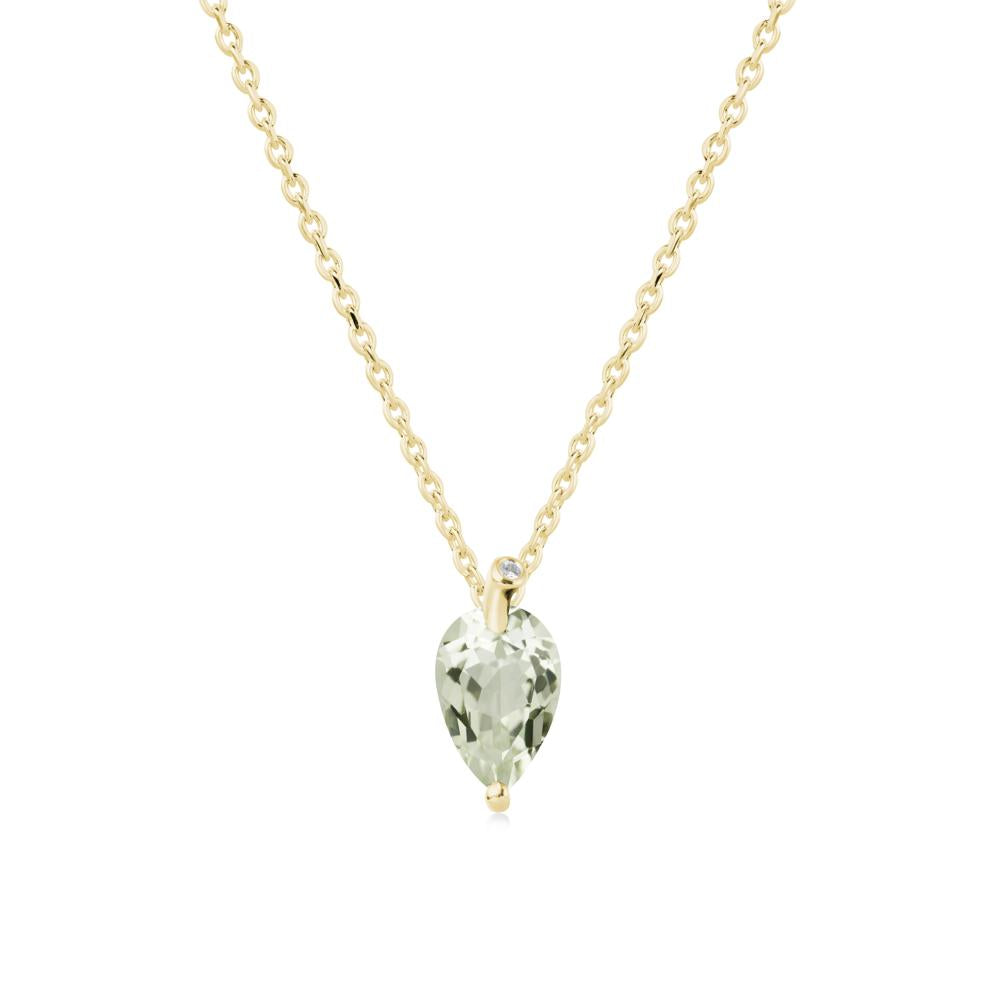 Pearl Shaped Green Amethyst Leaf Necklace - LUO Jewelry #metal_18k yellow gold