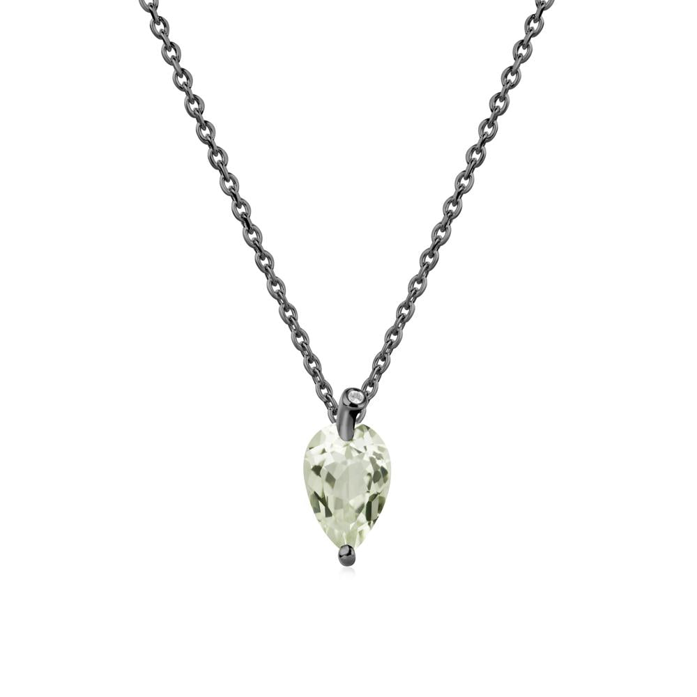 Pearl Shaped Green Amethyst Leaf Necklace - LUO Jewelry #metal_black finish sterling silver