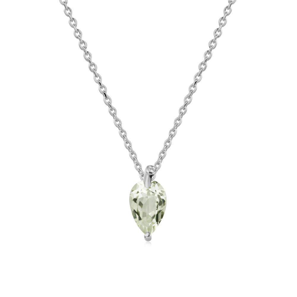 Pearl Shaped Green Amethyst Leaf Necklace - LUO Jewelry #metal_platinum