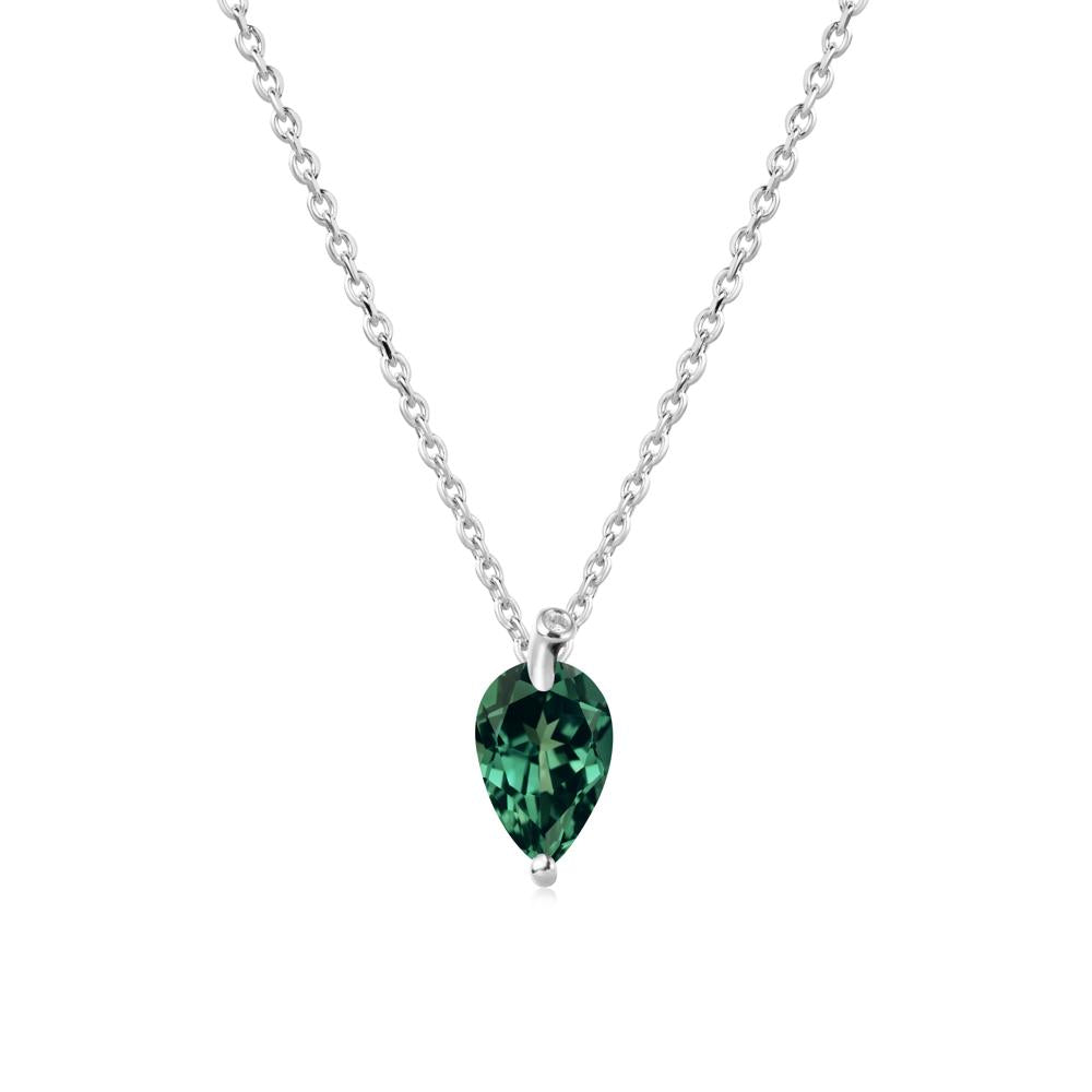 Teardrop Green Sapphire Leaf Necklace - LUO Jewelry #metal_14k white gold