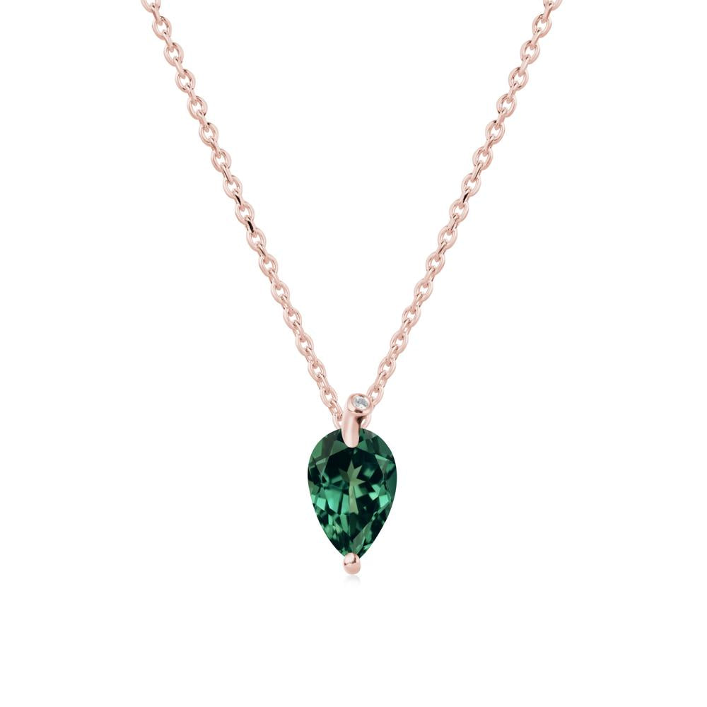 Teardrop Green Sapphire Leaf Necklace - LUO Jewelry #metal_18k rose gold