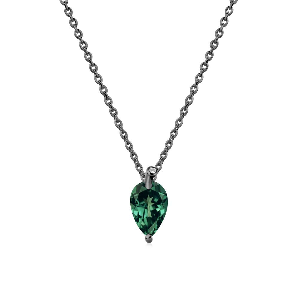 Teardrop Green Sapphire Leaf Necklace - LUO Jewelry #metal_black finish sterling silver