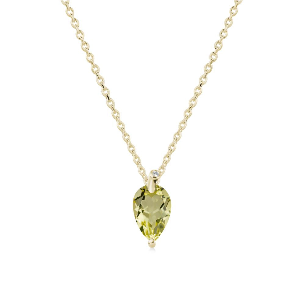 Pearl Shaped Lemon Quartz Leaf Necklace - LUO Jewelry #metal_14k yellow gold
