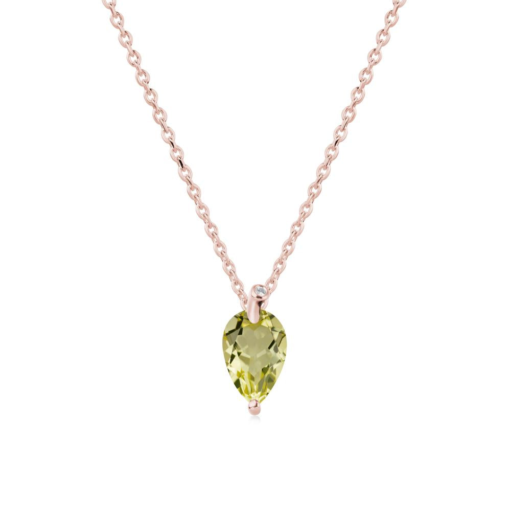 Pearl Shaped Lemon Quartz Leaf Necklace - LUO Jewelry #metal_18k rose gold