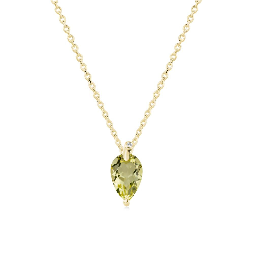 Pearl Shaped Lemon Quartz Leaf Necklace - LUO Jewelry #metal_18k yellow gold