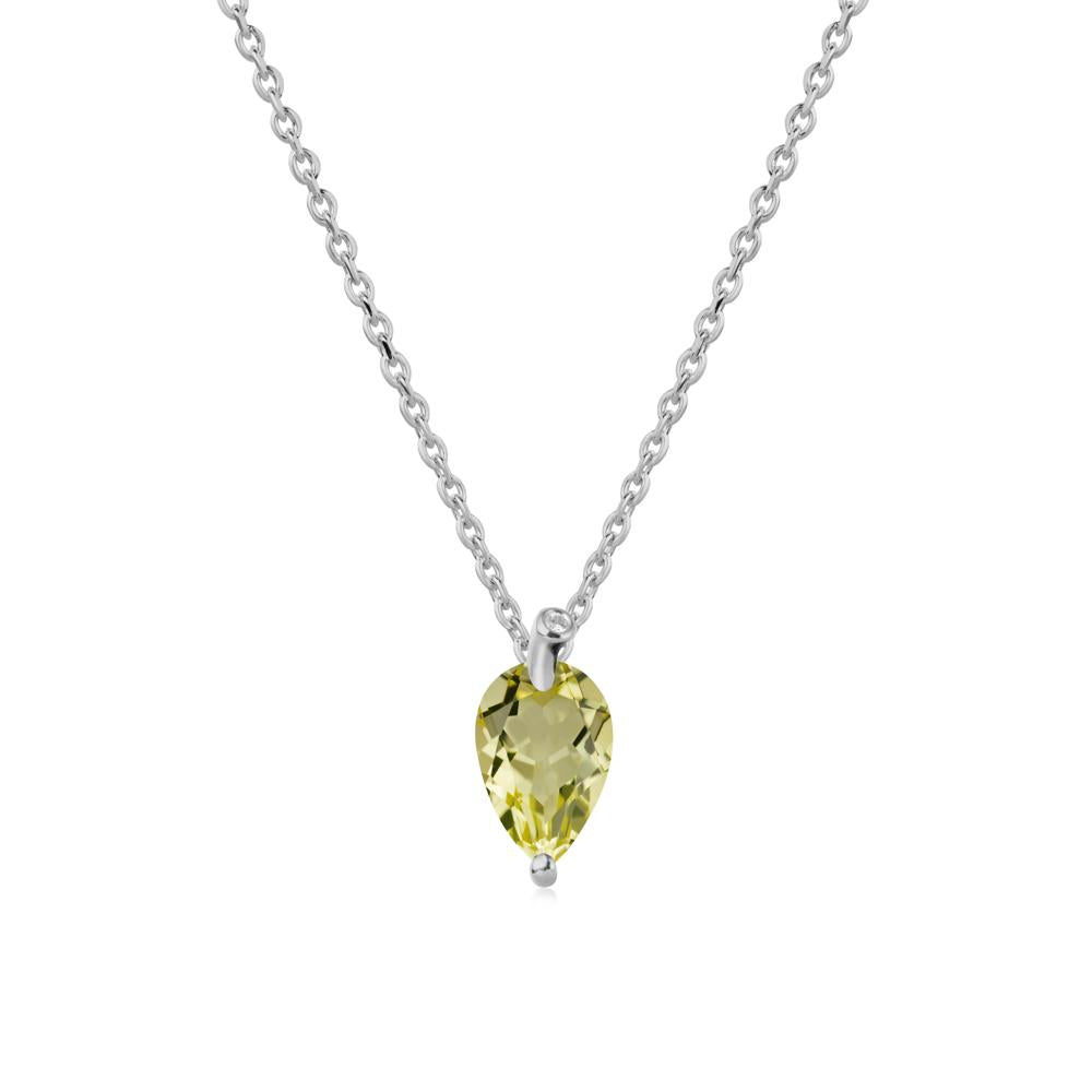 Pearl Shaped Lemon Quartz Leaf Necklace - LUO Jewelry #metal_platinum