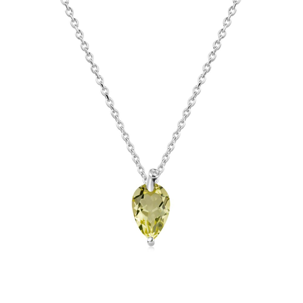 Pearl Shaped Lemon Quartz Leaf Necklace - LUO Jewelry #metal_sterling silver