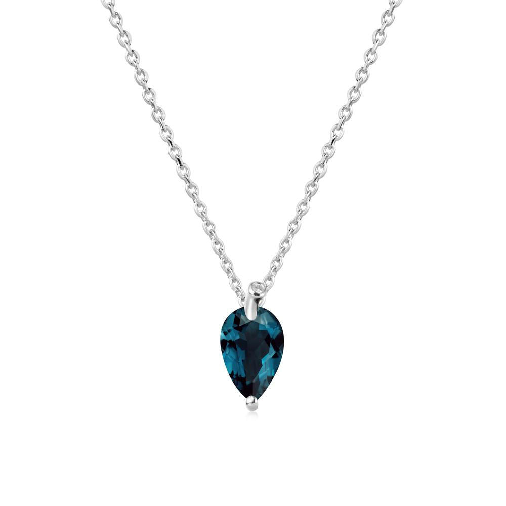 Teardrop London Blue Topaz Leaf Necklace - LUO Jewelry #metal_18k white gold