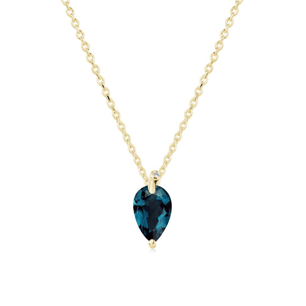 Teardrop London Blue Topaz Leaf Necklace - LUO Jewelry #metal_18k yellow gold