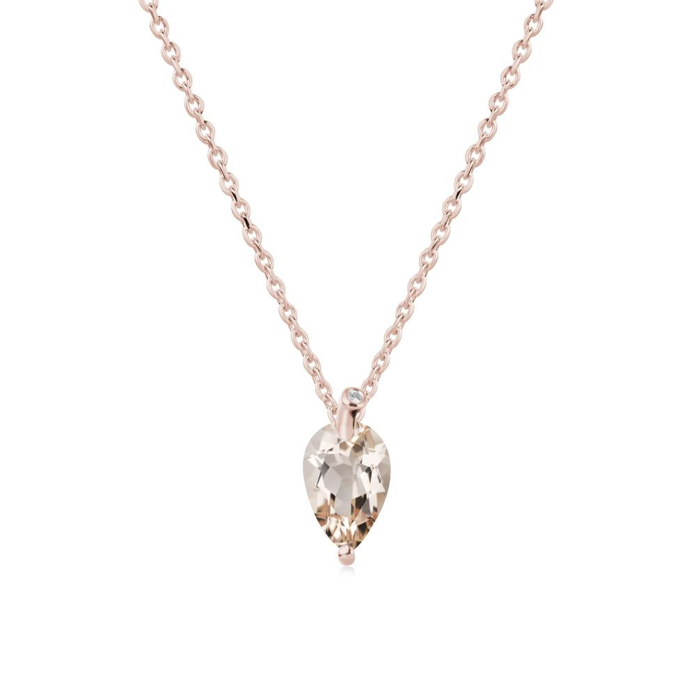 Pearl Shaped Morganite Leaf Necklace - LUO Jewelry #metal_14k rose gold