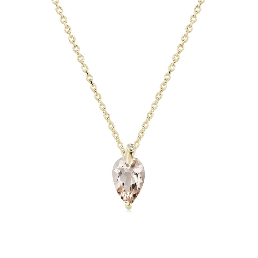 Pearl Shaped Morganite Leaf Necklace - LUO Jewelry #metal_14k yellow gold