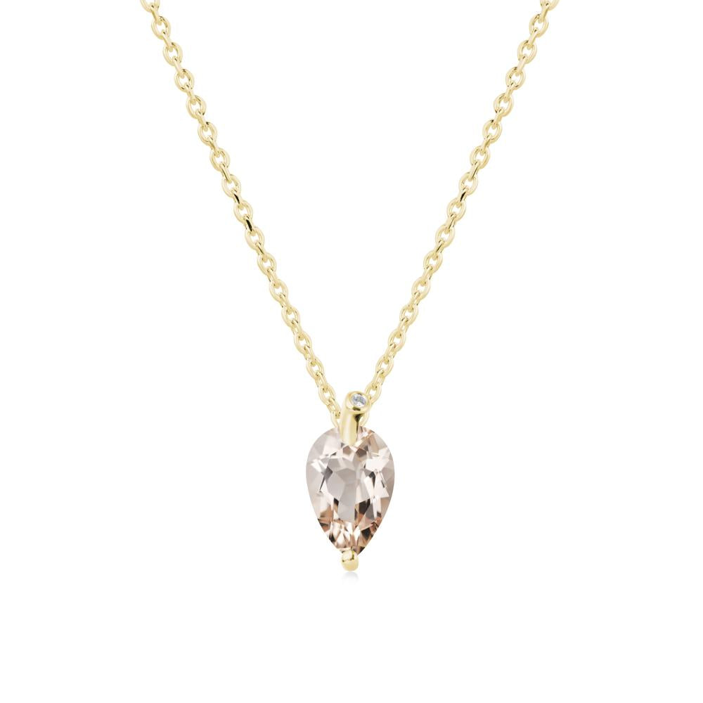 Pearl Shaped Morganite Leaf Necklace - LUO Jewelry #metal_18k yellow gold