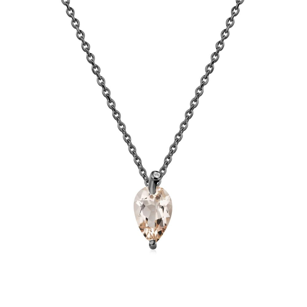 Pearl Shaped Morganite Leaf Necklace - LUO Jewelry #metal_black finish sterling silver