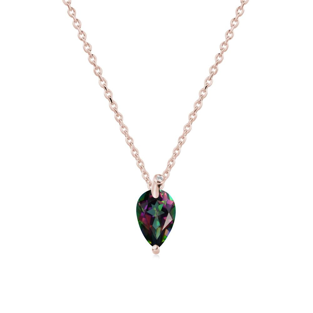 Teardrop Mystic Topaz Leaf Necklace - LUO Jewelry #metal_14k rose gold
