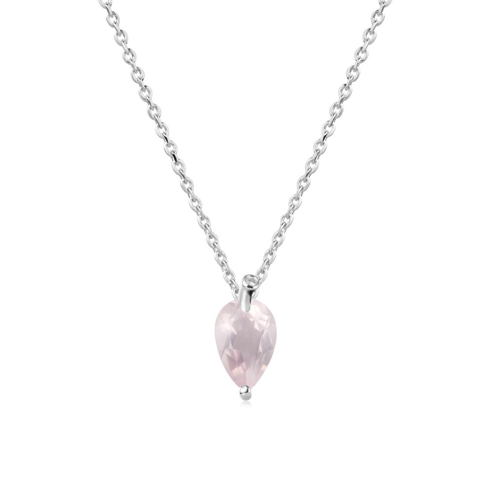 Teardrop Rose Quartz Leaf Necklace - LUO Jewelry #metal_18k white gold