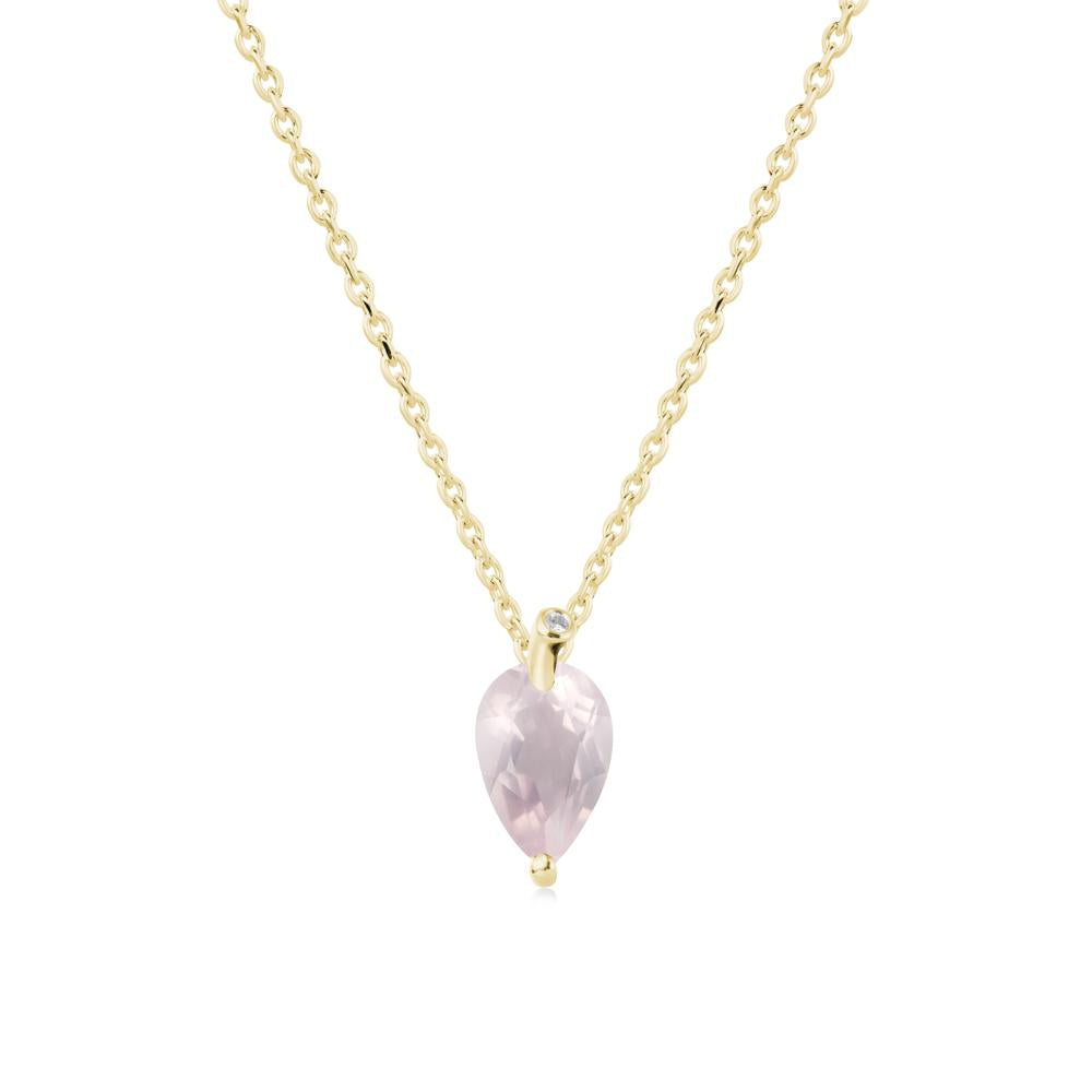 Teardrop Rose Quartz Leaf Necklace - LUO Jewelry #metal_18k yellow gold