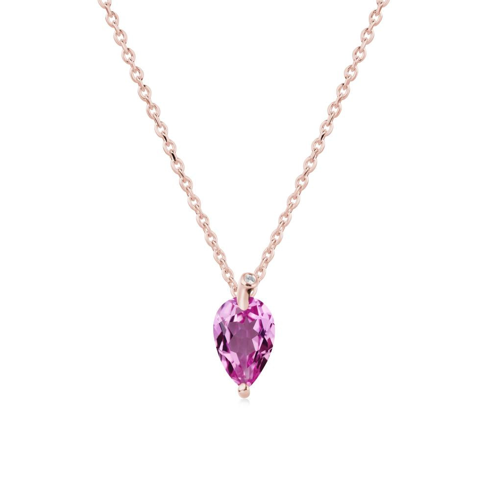Pearl Shaped Pink Sapphire Leaf Necklace - LUO Jewelry #metal_18k rose gold