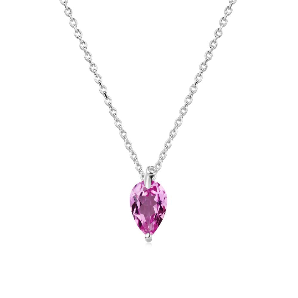 Pearl Shaped Pink Sapphire Leaf Necklace - LUO Jewelry #metal_18k white gold