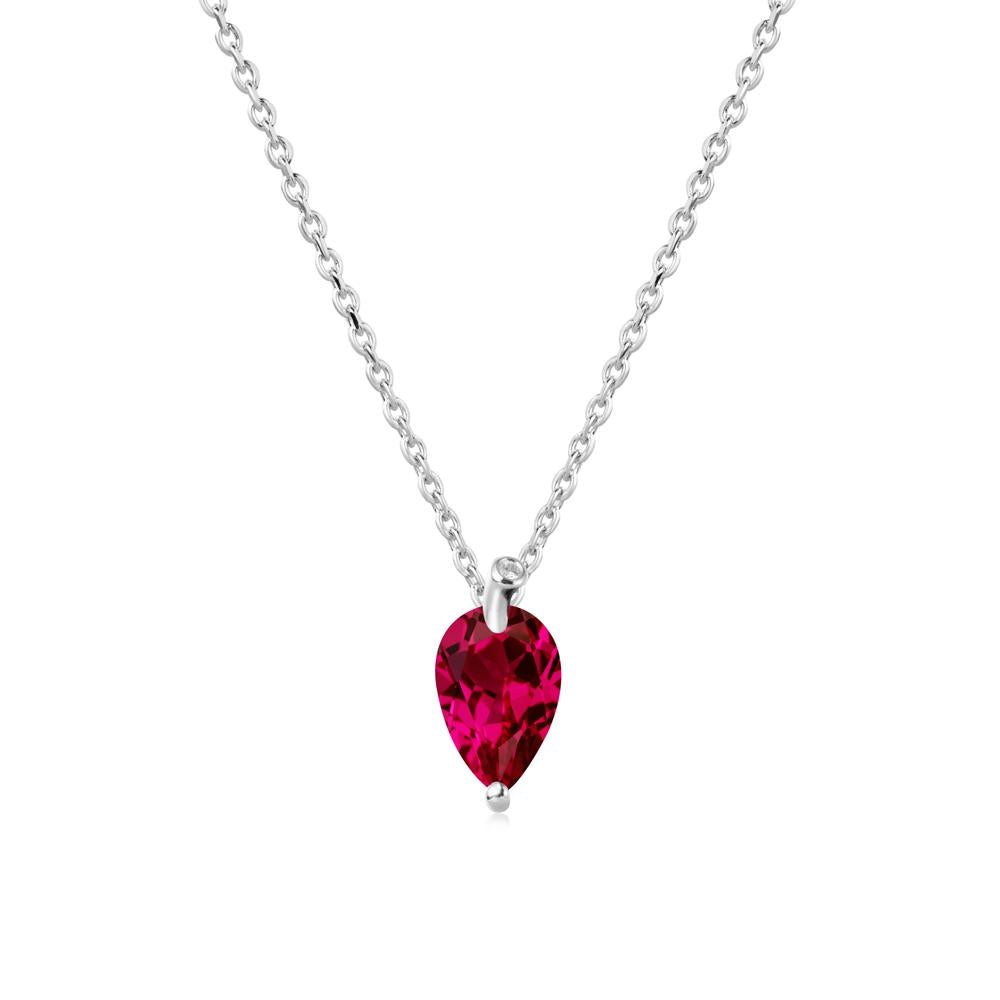Teardrop Ruby Leaf Necklace - LUO Jewelry #metal_14k white gold