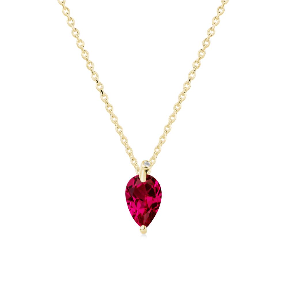 Teardrop Ruby Leaf Necklace - LUO Jewelry #metal_18k yellow gold
