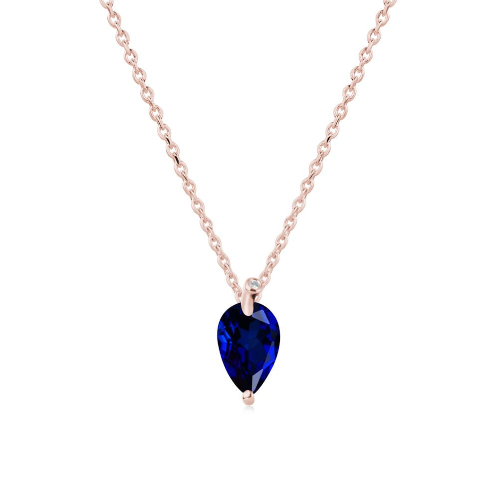 Pearl Shaped Sapphire Leaf Necklace - LUO Jewelry #metal_18k rose gold