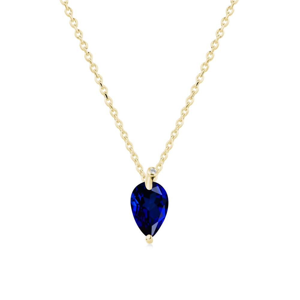 Pearl Shaped Sapphire Leaf Necklace - LUO Jewelry #metal_18k yellow gold