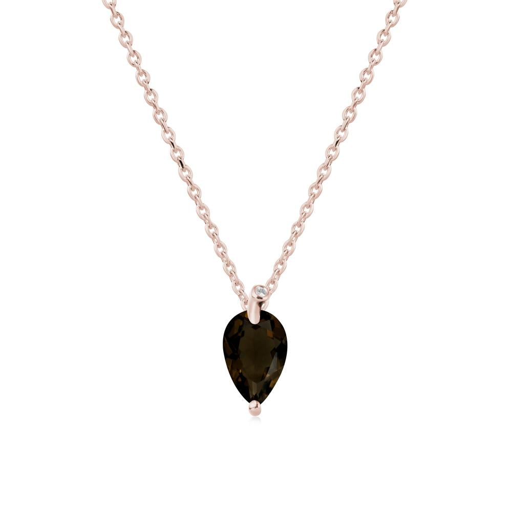 Teardrop Smoky Quartz Leaf Necklace - LUO Jewelry #metal_14k rose gold