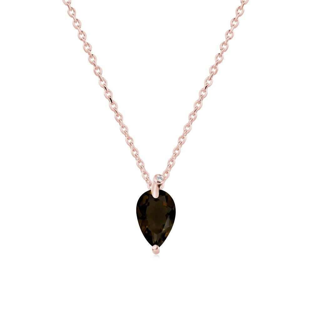 Teardrop Smoky Quartz Leaf Necklace - LUO Jewelry #metal_18k rose gold