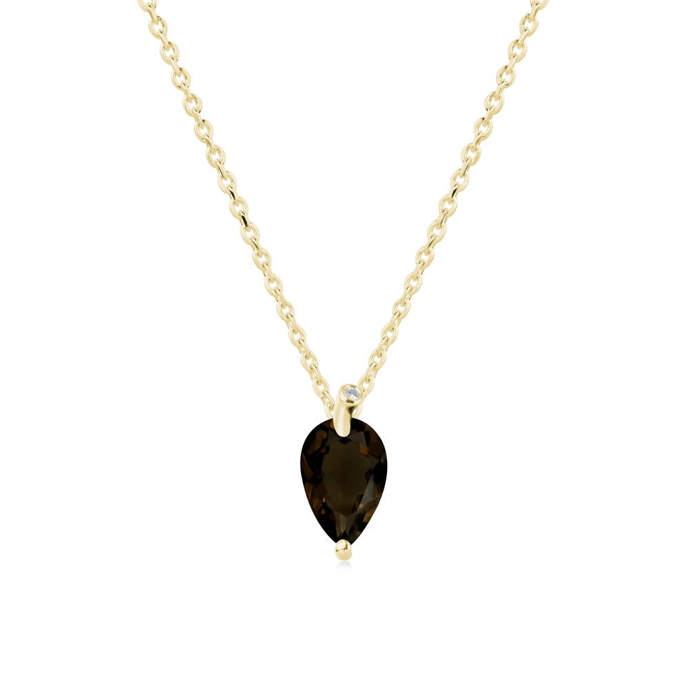 Teardrop Smoky Quartz Leaf Necklace - LUO Jewelry #metal_18k yellow gold