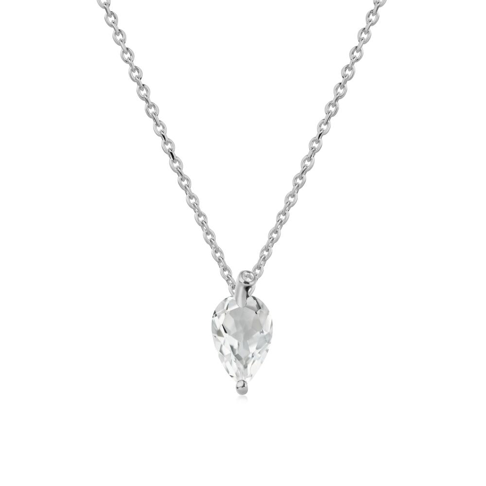 Teardrop White Topaz Leaf Necklace - LUO Jewelry #metal_platinum