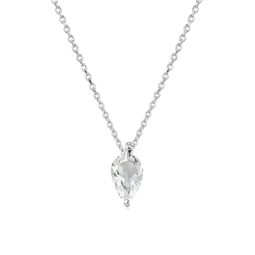 Teardrop White Topaz Leaf Necklace - LUO Jewelry #metal_sterling silver