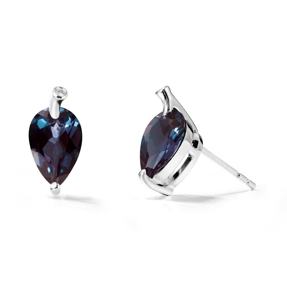 Pear Shaped Alexandrite Leaf Earrings - LUO Jewelry #metal_14k white gold