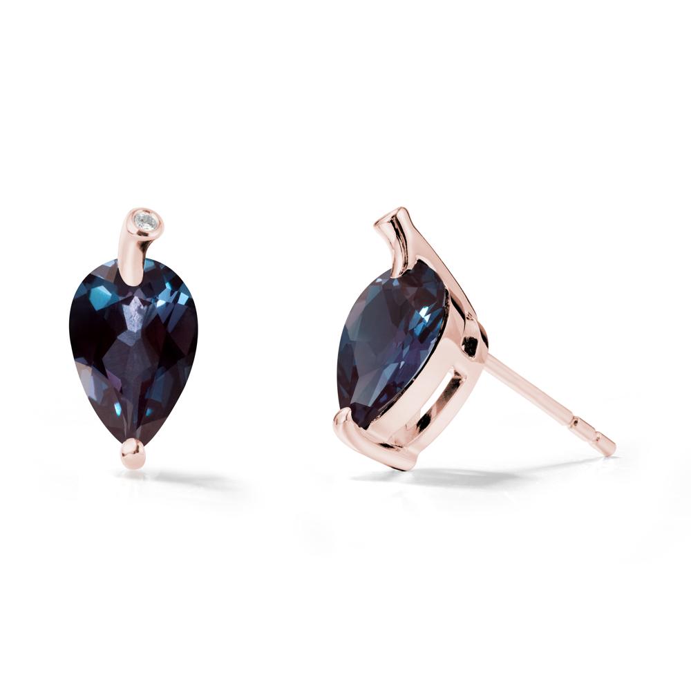 Pear Shaped Alexandrite Leaf Earrings - LUO Jewelry #metal_18k rose gold