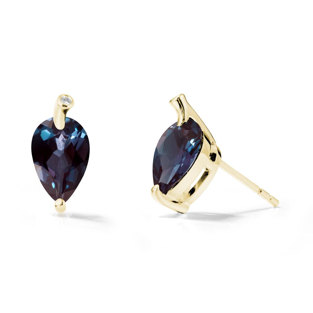 Pear Shaped Alexandrite Leaf Earrings - LUO Jewelry #metal_18k yellow gold