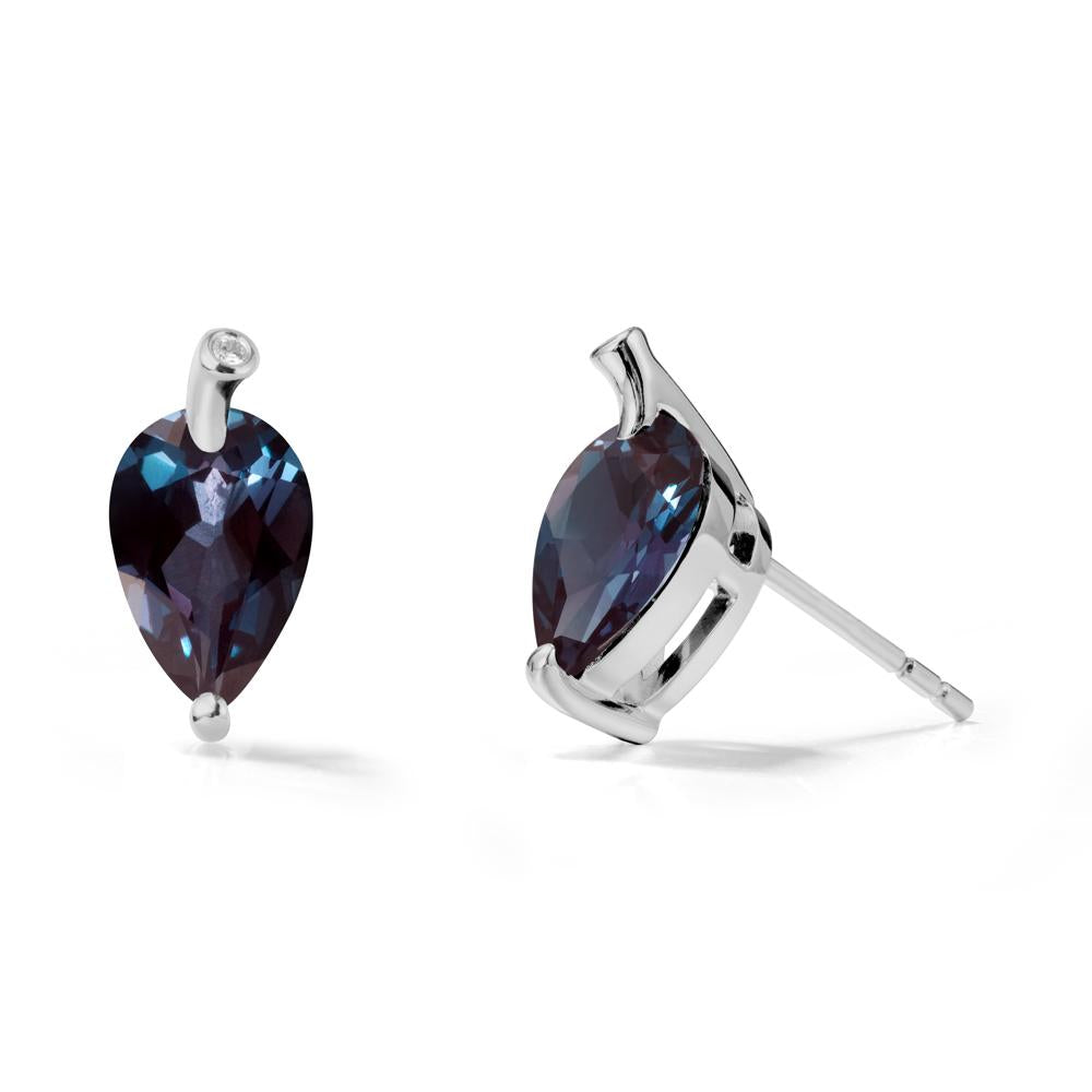 Pear Shaped Alexandrite Leaf Earrings - LUO Jewelry #metal_platinum