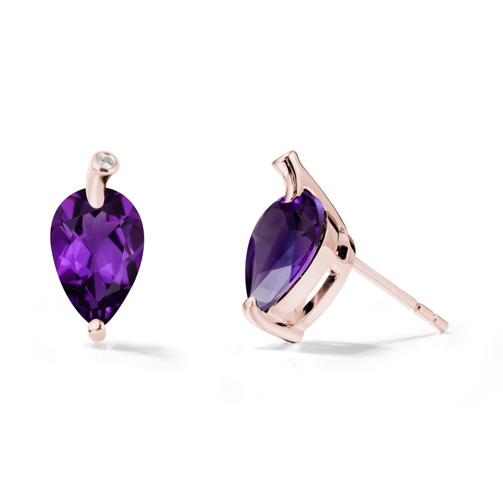 Nature Inspired Teardrop Amethyst Leaf Earrings - LUO Jewelry #metal_18k rose gold