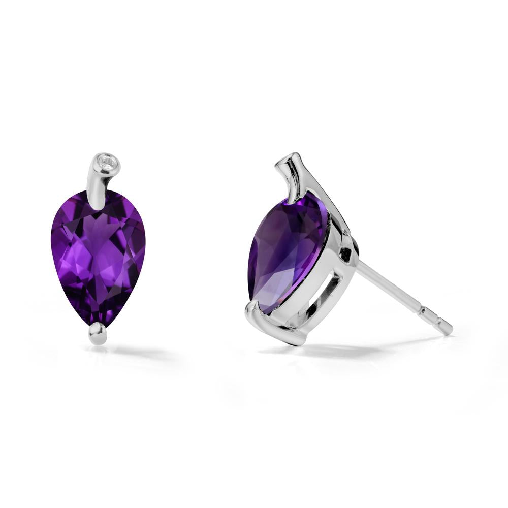 Nature Inspired Teardrop Amethyst Leaf Earrings - LUO Jewelry #metal_platinum