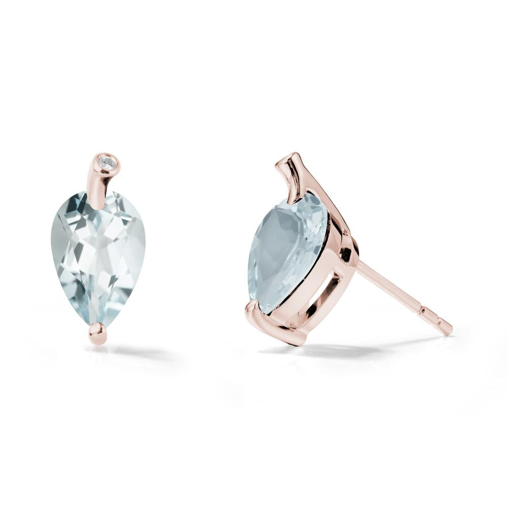 Pear Shaped Aquamarine Leaf Earrings - LUO Jewelry #metal_14k rose gold