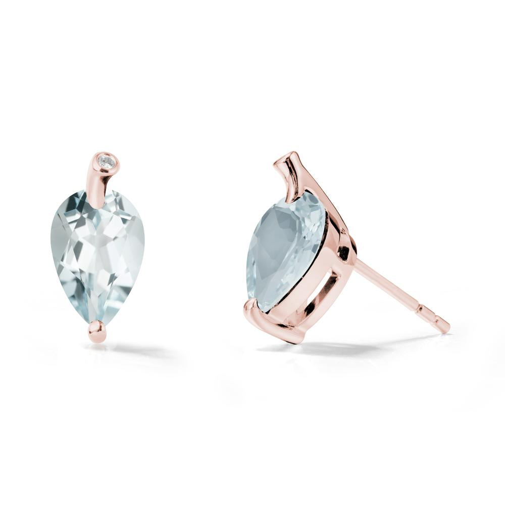 Pear Shaped Aquamarine Leaf Earrings - LUO Jewelry #metal_18k rose gold