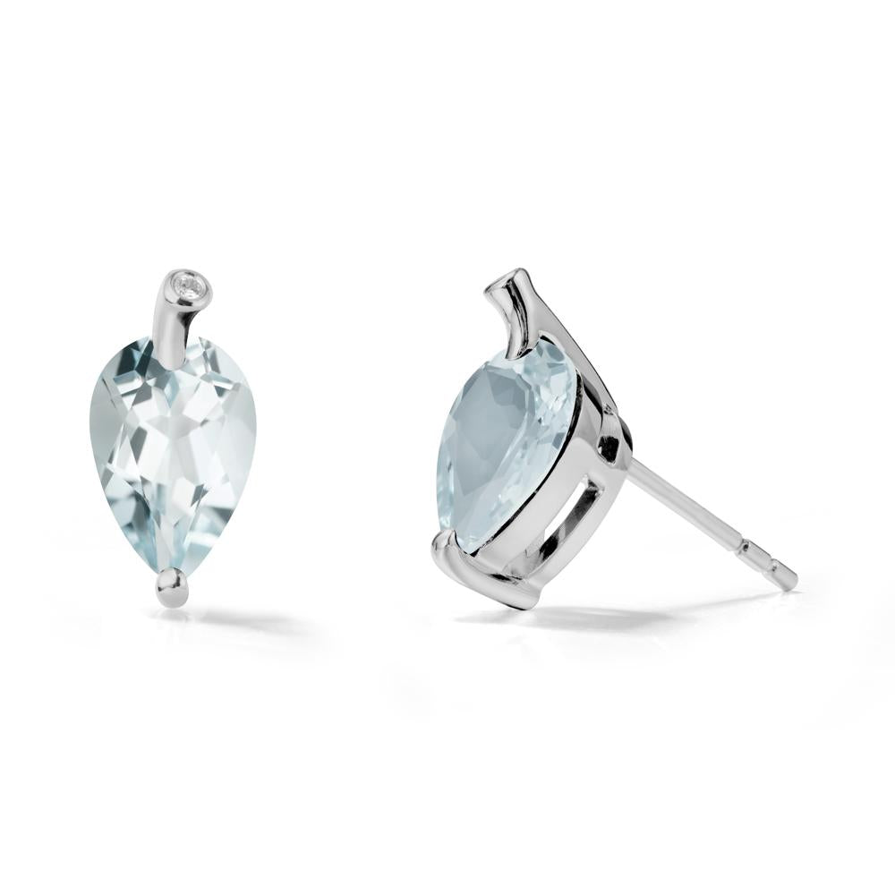 Pear Shaped Aquamarine Leaf Earrings - LUO Jewelry #metal_platinum