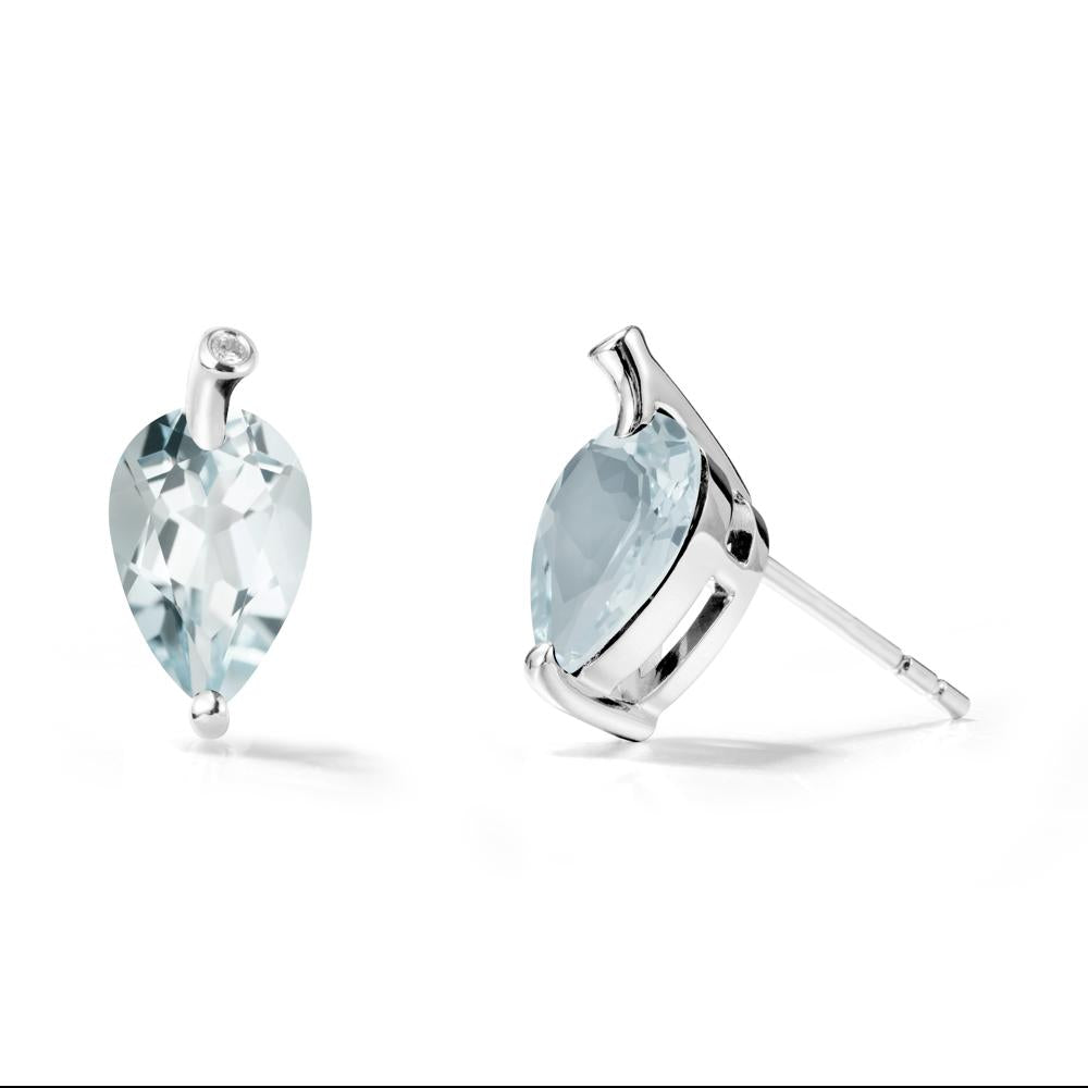 Pear Shaped Aquamarine Leaf Earrings - LUO Jewelry #metal_sterling silver